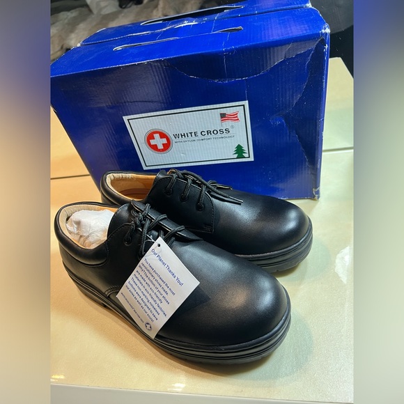 White Cross Official Eco-Friendly Comfort Work School Shoes Men’s 8 Black NEW - Picture 6 of 11